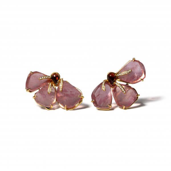 M Flower Pink Sapphire Earrings