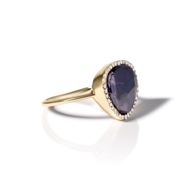 Modern Bud Ring with Natural Sapphire