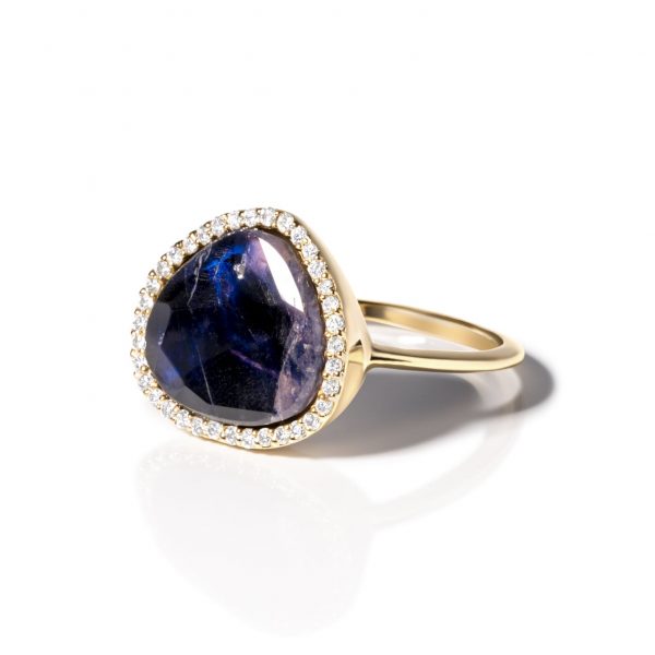 Modern Bud Ring with Natural Sapphire