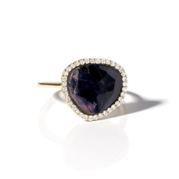 Modern Bud Ring with Natural Sapphire